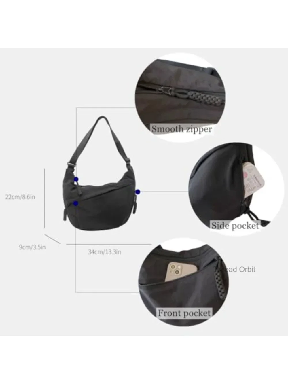 Nylon Crescent Bag Hobo Crossbody Casual Sling Shoulder Messenger Travel Bag